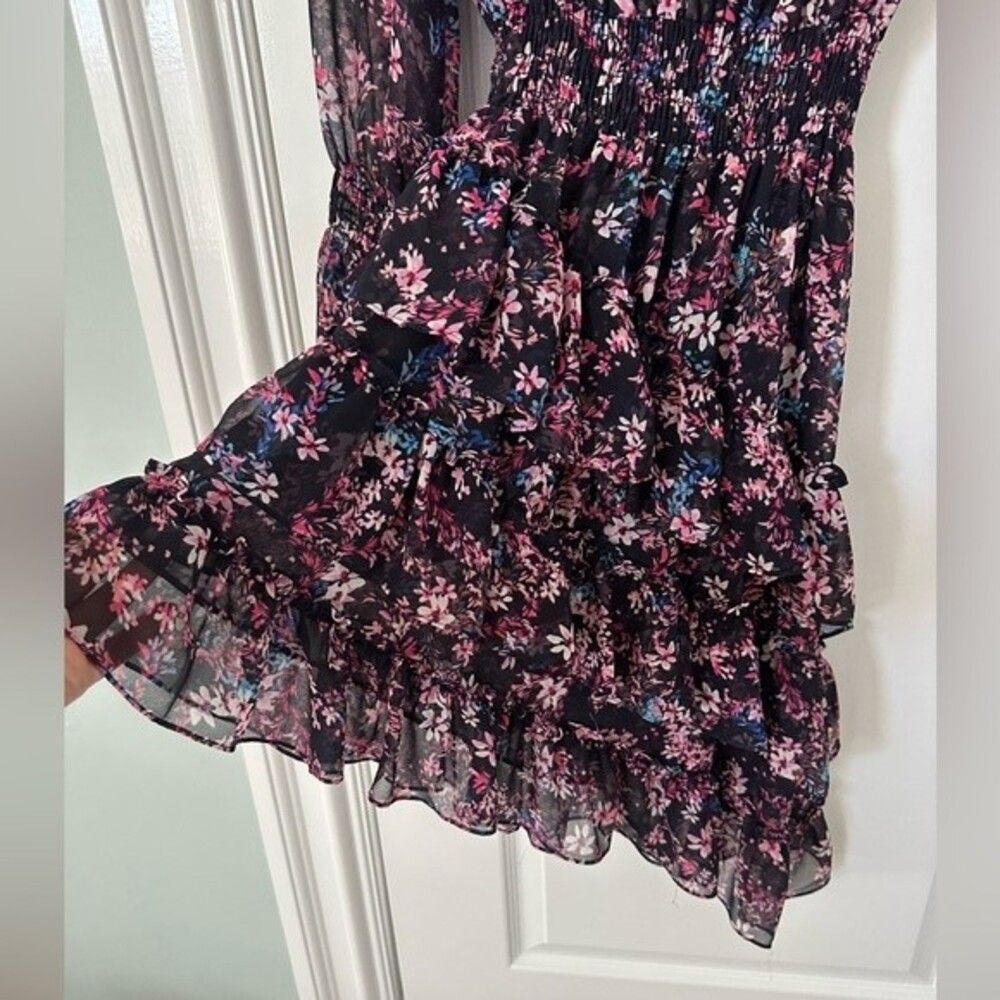 MISA Los Angeles Savanna Asymmetrical Mini Dress with Smoked High Neck Size XS - Picture 14 of 16